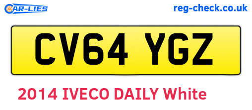 CV64YGZ are the vehicle registration plates.