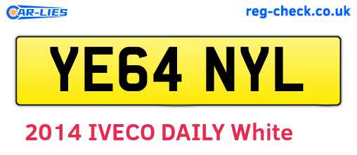 YE64NYL are the vehicle registration plates.