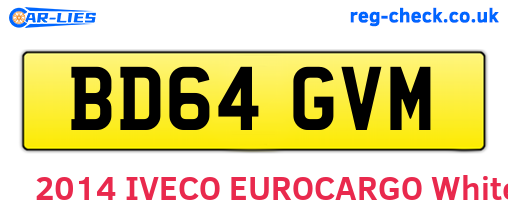 BD64GVM are the vehicle registration plates.