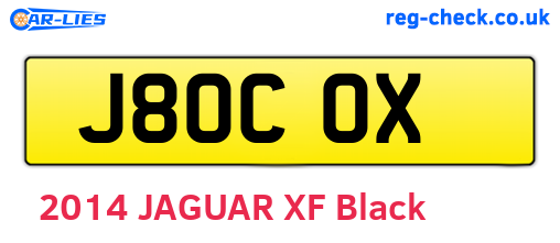 J80COX are the vehicle registration plates.