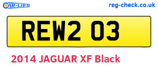 REW203 are the vehicle registration plates.