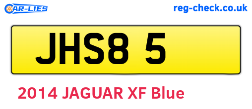 JHS85 are the vehicle registration plates.