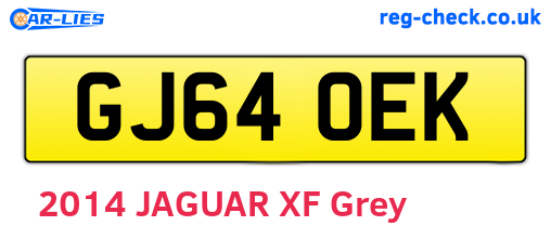 GJ64OEK are the vehicle registration plates.