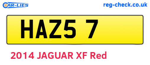 HAZ57 are the vehicle registration plates.