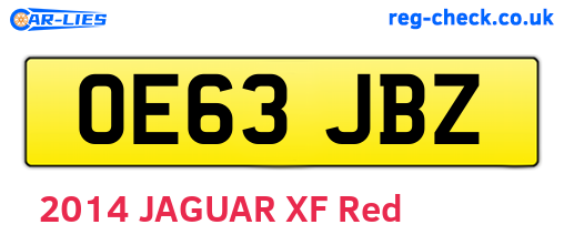 OE63JBZ are the vehicle registration plates.