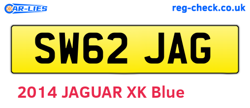 SW62JAG are the vehicle registration plates.