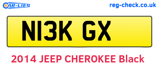 N13KGX are the vehicle registration plates.