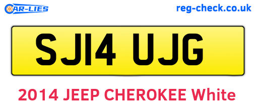 SJ14UJG are the vehicle registration plates.