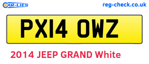 PX14OWZ are the vehicle registration plates.