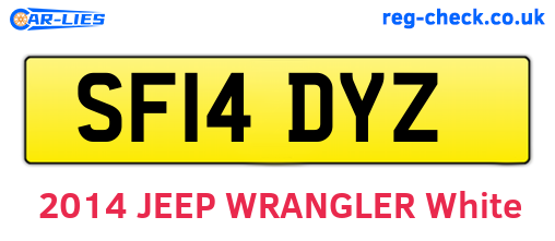 SF14DYZ are the vehicle registration plates.