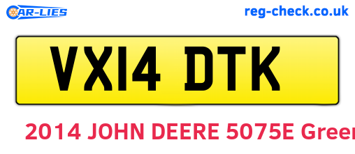 VX14DTK are the vehicle registration plates.