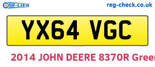 YX64VGC are the vehicle registration plates.