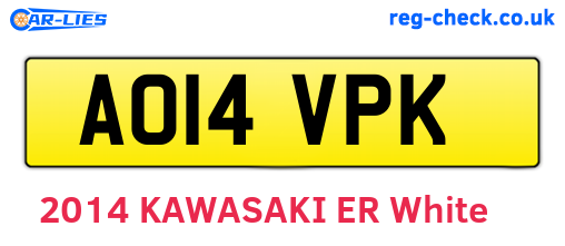 AO14VPK are the vehicle registration plates.