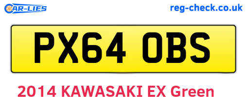 PX64OBS are the vehicle registration plates.