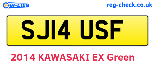 SJ14USF are the vehicle registration plates.