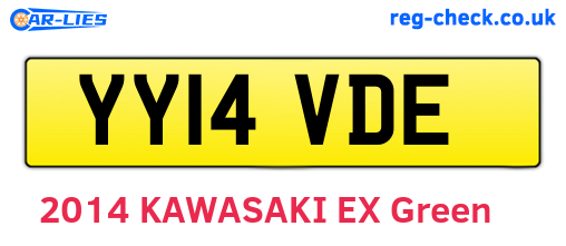 YY14VDE are the vehicle registration plates.