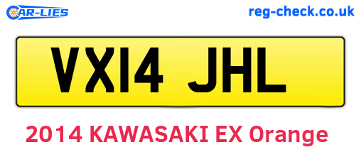 VX14JHL are the vehicle registration plates.