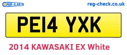 PE14YXK are the vehicle registration plates.