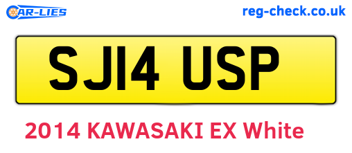 SJ14USP are the vehicle registration plates.