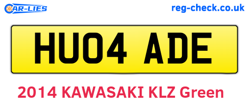 HU04ADE are the vehicle registration plates.