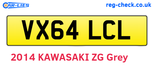 VX64LCL are the vehicle registration plates.