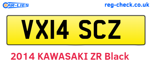 VX14SCZ are the vehicle registration plates.