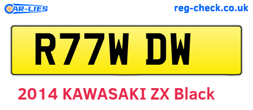 R77WDW are the vehicle registration plates.