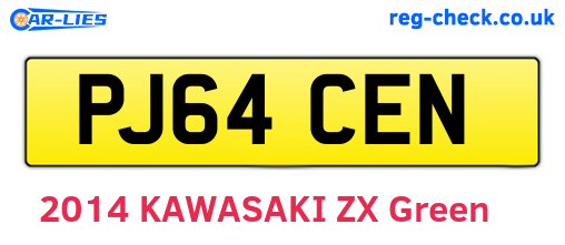 PJ64CEN are the vehicle registration plates.