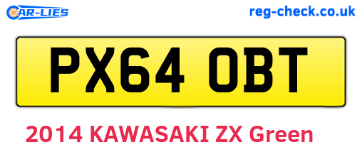 PX64OBT are the vehicle registration plates.