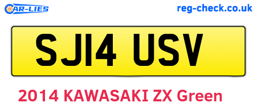 SJ14USV are the vehicle registration plates.