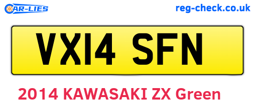 VX14SFN are the vehicle registration plates.
