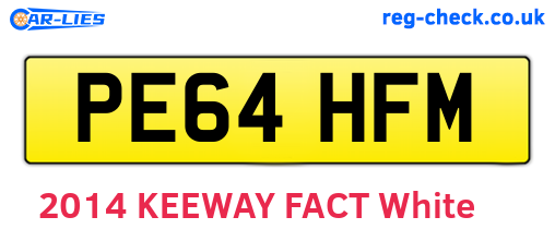 PE64HFM are the vehicle registration plates.