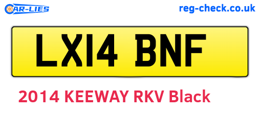LX14BNF are the vehicle registration plates.