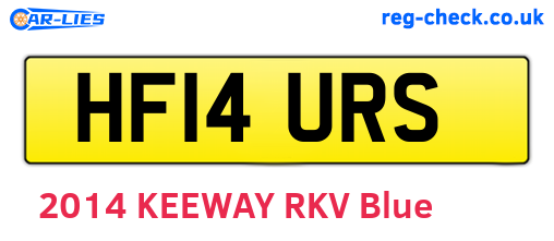 HF14URS are the vehicle registration plates.