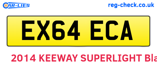 EX64ECA are the vehicle registration plates.
