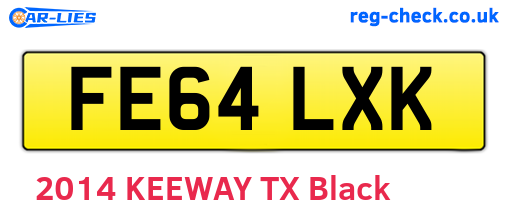 FE64LXK are the vehicle registration plates.