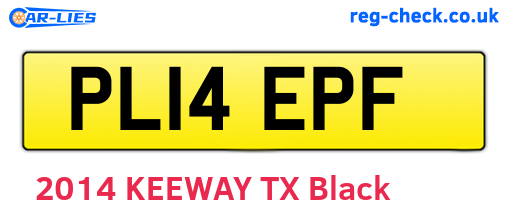 PL14EPF are the vehicle registration plates.