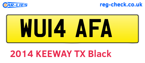 WU14AFA are the vehicle registration plates.