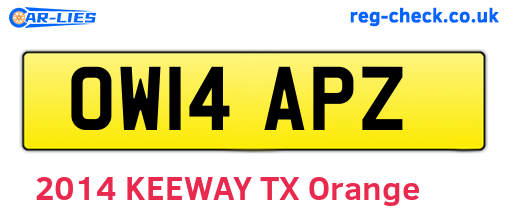 OW14APZ are the vehicle registration plates.