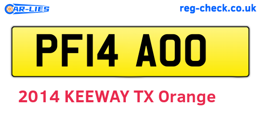 PF14AOO are the vehicle registration plates.