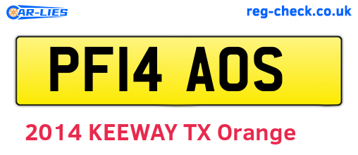 PF14AOS are the vehicle registration plates.