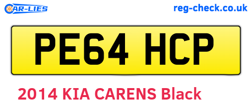 PE64HCP are the vehicle registration plates.