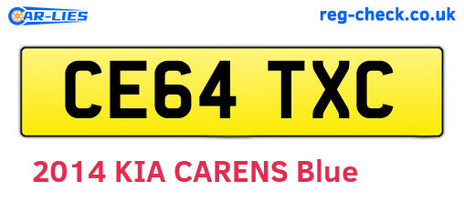CE64TXC are the vehicle registration plates.