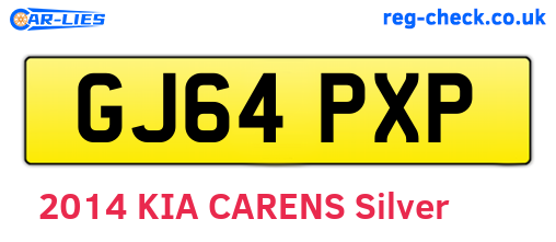 GJ64PXP are the vehicle registration plates.