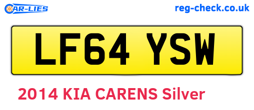 LF64YSW are the vehicle registration plates.