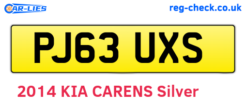 PJ63UXS are the vehicle registration plates.