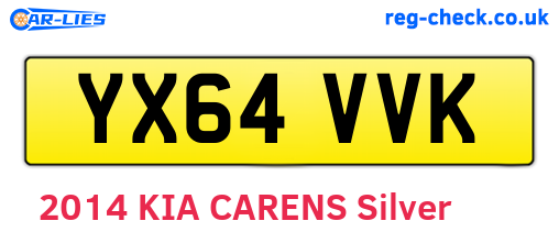 YX64VVK are the vehicle registration plates.