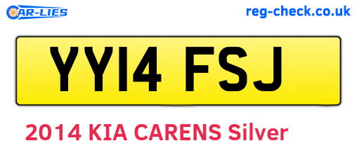 YY14FSJ are the vehicle registration plates.