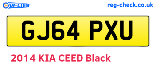 GJ64PXU are the vehicle registration plates.