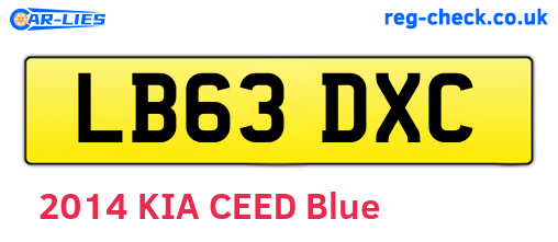 LB63DXC are the vehicle registration plates.